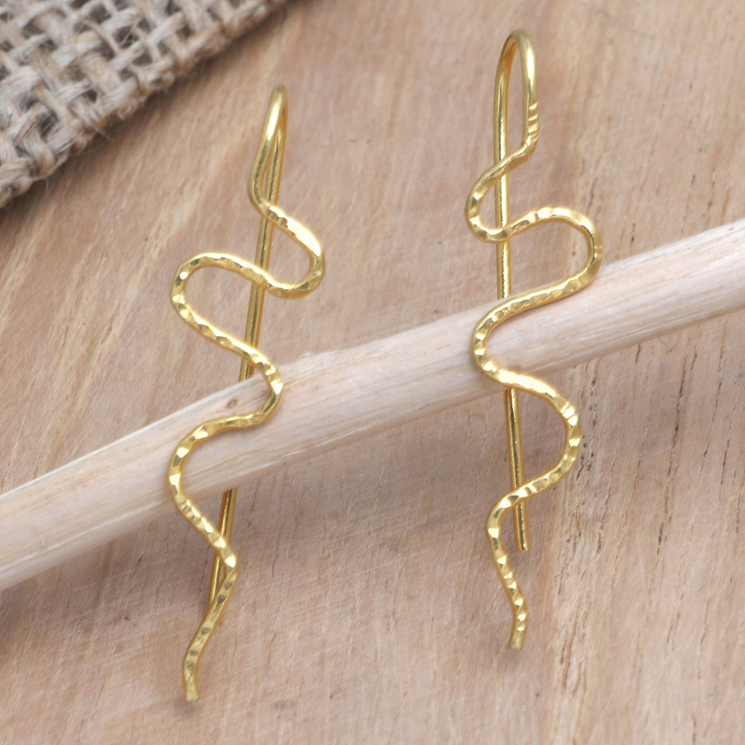 Modern 18k Gold-Plated Drop Earrings from Indonesia - Beautiful Movement