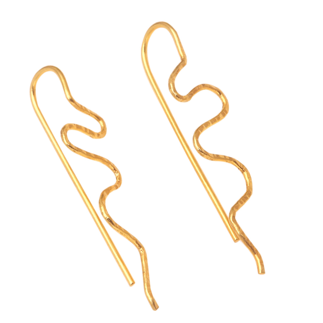 Modern 18k Gold-Plated Drop Earrings from Indonesia - Beautiful Movement
