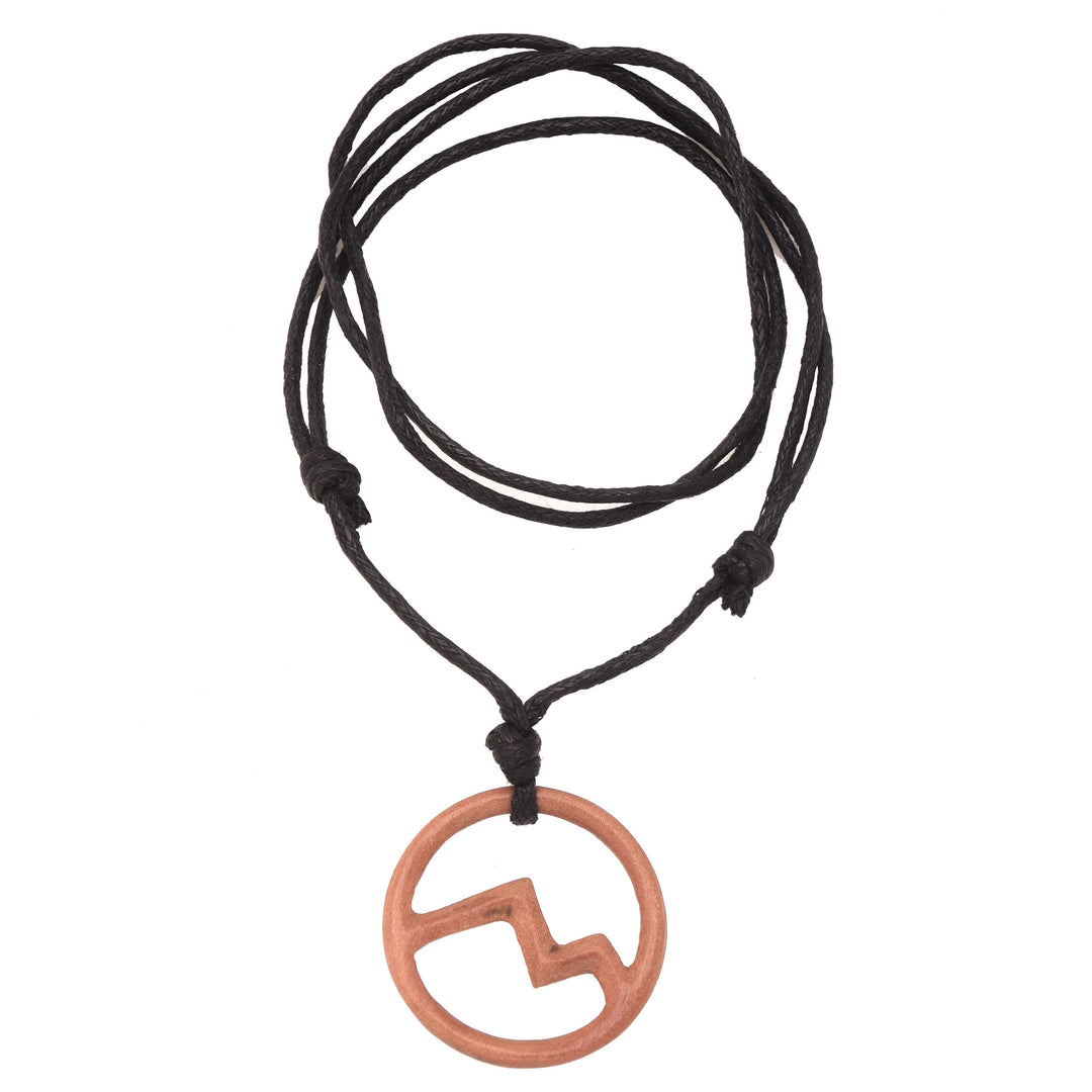 Balinese Cotton Cord and Wood Pendant Necklace - Waves of Kuta