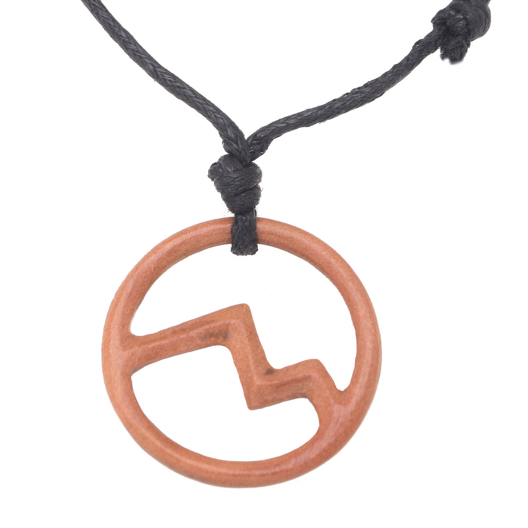 Balinese Cotton Cord and Wood Pendant Necklace - Waves of Kuta