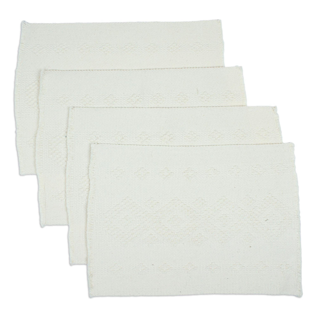 Set of 4 Ivory Placemats Handloomed in Mexico - Home Warmth in Ivory
