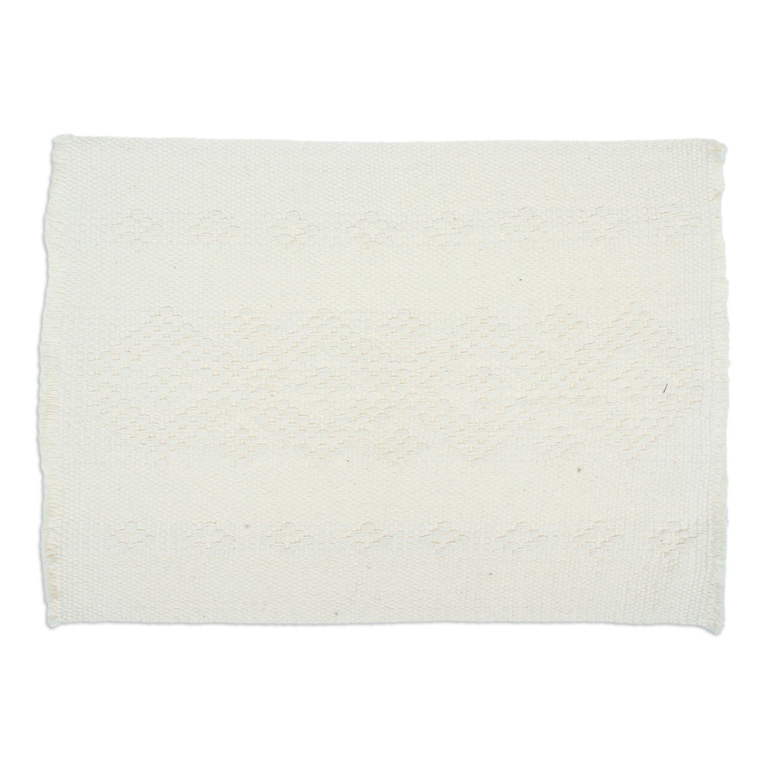 Set of 4 Ivory Placemats Handloomed in Mexico - Home Warmth in Ivory