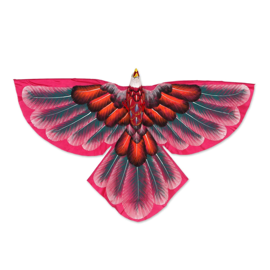 Hand Painted Red Nylon Balinese Bald Eagle Kite - Red Eagle in Flight