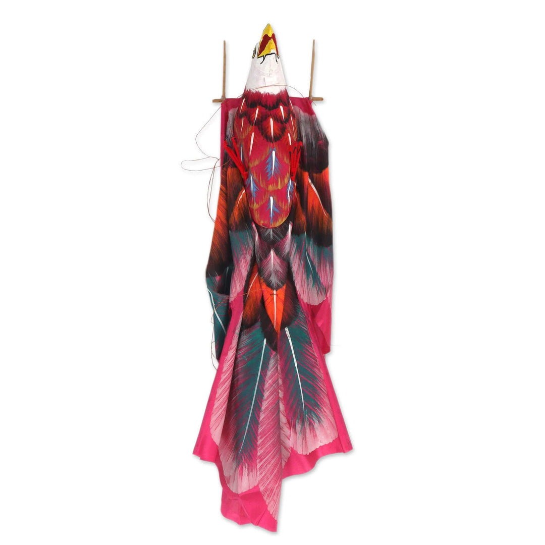 Hand Painted Red Nylon Balinese Bald Eagle Kite - Red Eagle in Flight