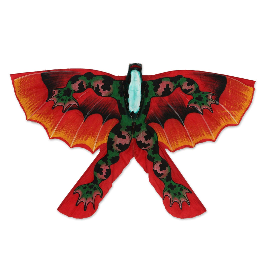 Hand Painted Nylon Red Balinese Flying Frog Kite - Flying Frog