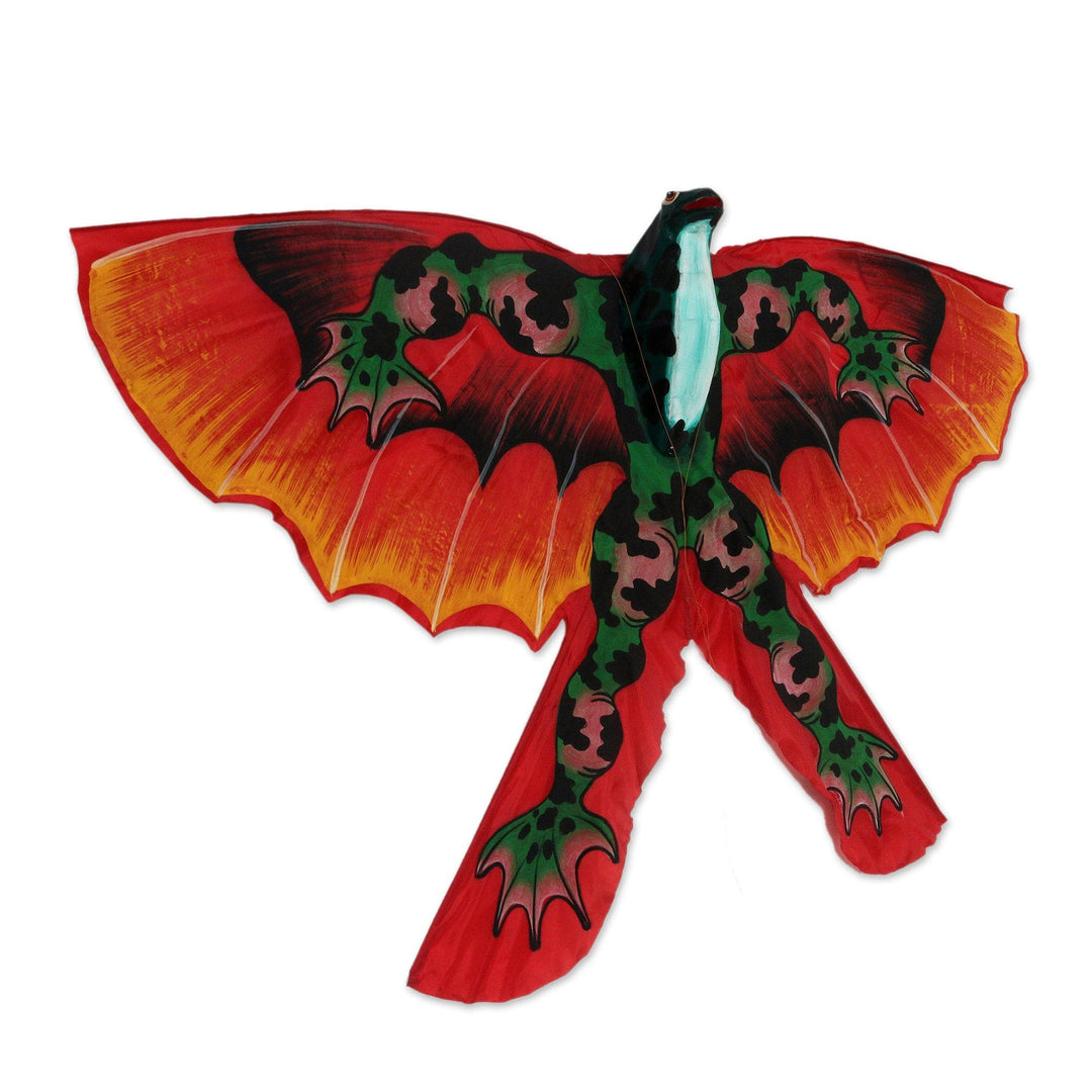 Hand Painted Nylon Red Balinese Flying Frog Kite - Flying Frog