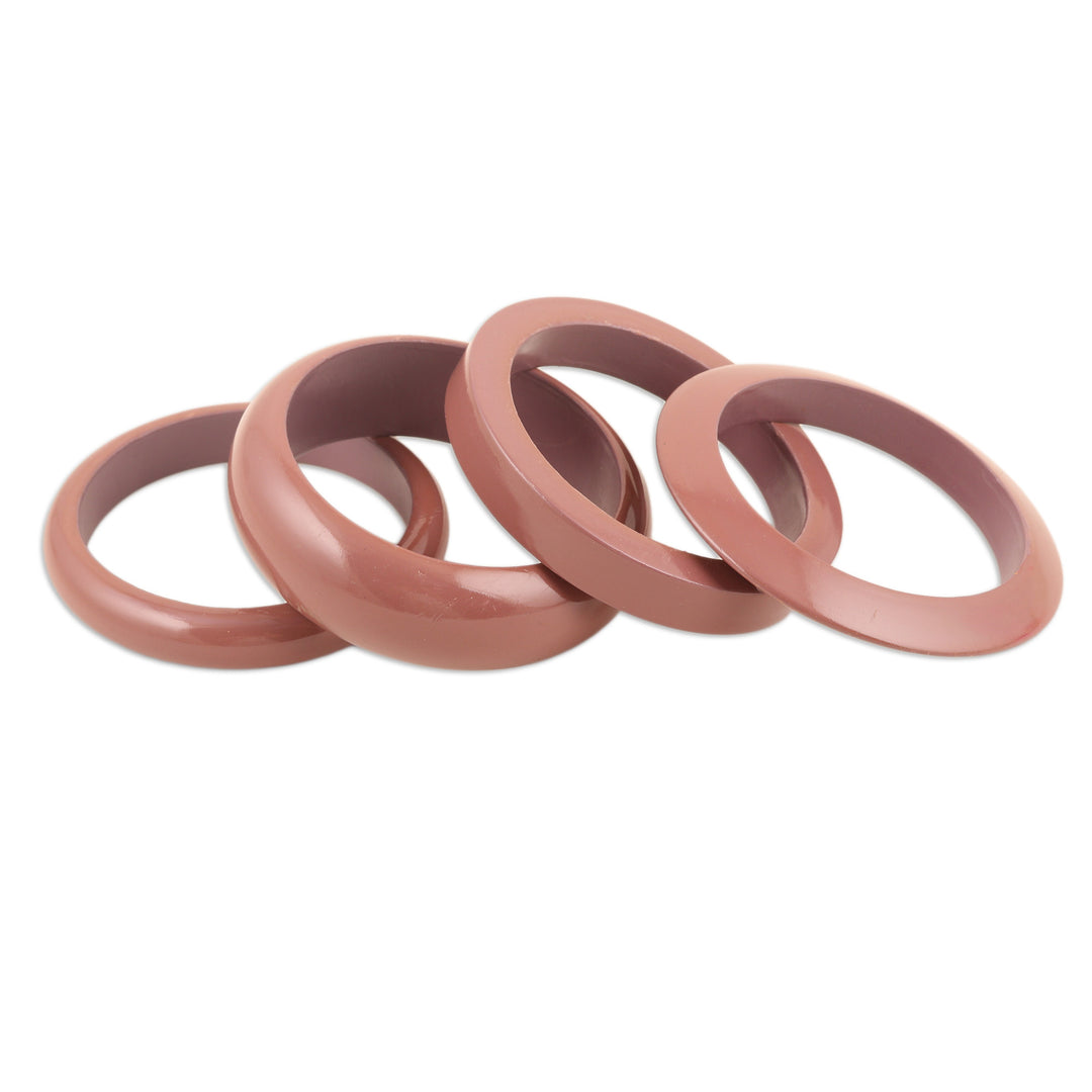 Set of 4 Mango Wood Rosewood Bangle Bracelets from India - Rosewood Fusion