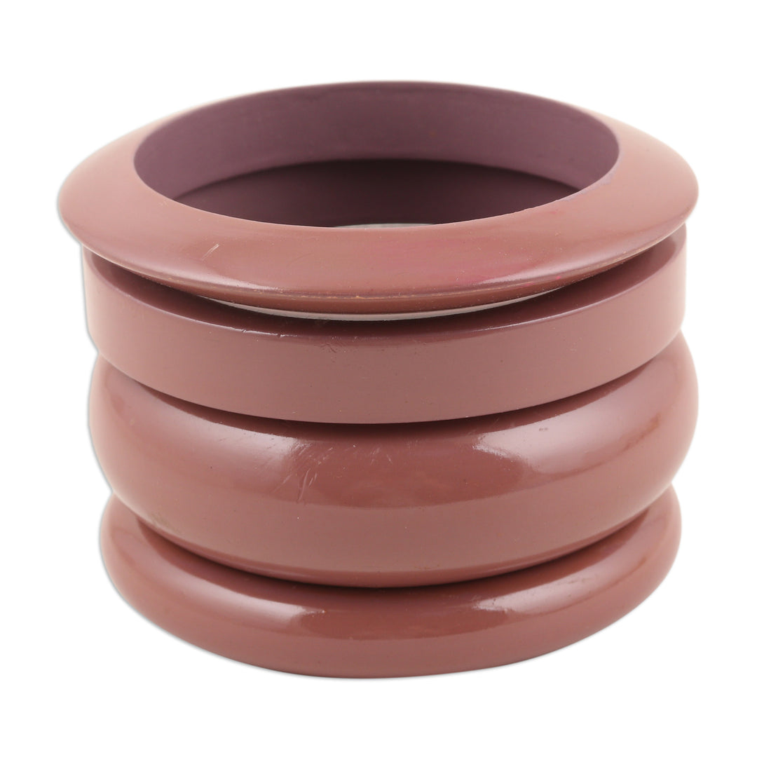 Set of 4 Mango Wood Rosewood Bangle Bracelets from India - Rosewood Fusion