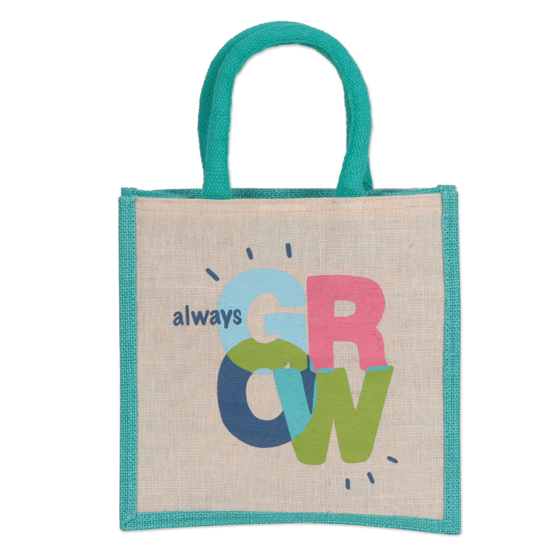 Jute and Cotton Blend Tote Bag Hand Crafted in India - Always Grow