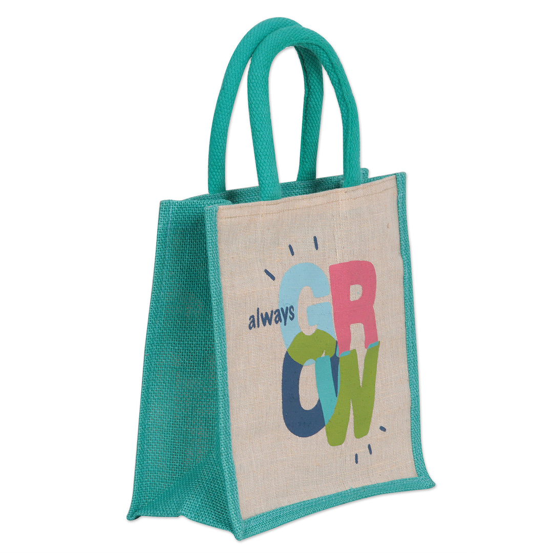 Jute and Cotton Blend Tote Bag Hand Crafted in India - Always Grow