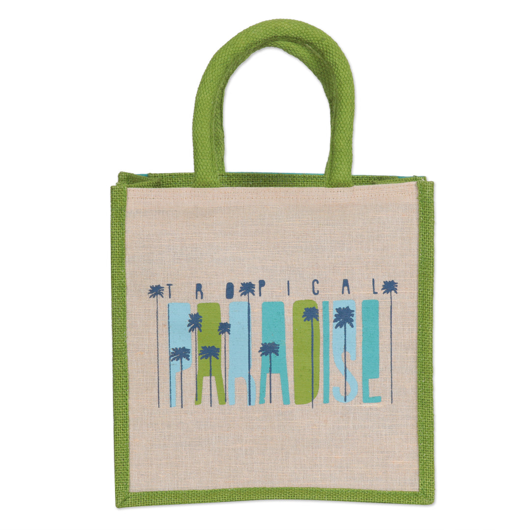 Jute and Cotton Blend Tote Bag Hand Crafted in India - A Tropical Paradise