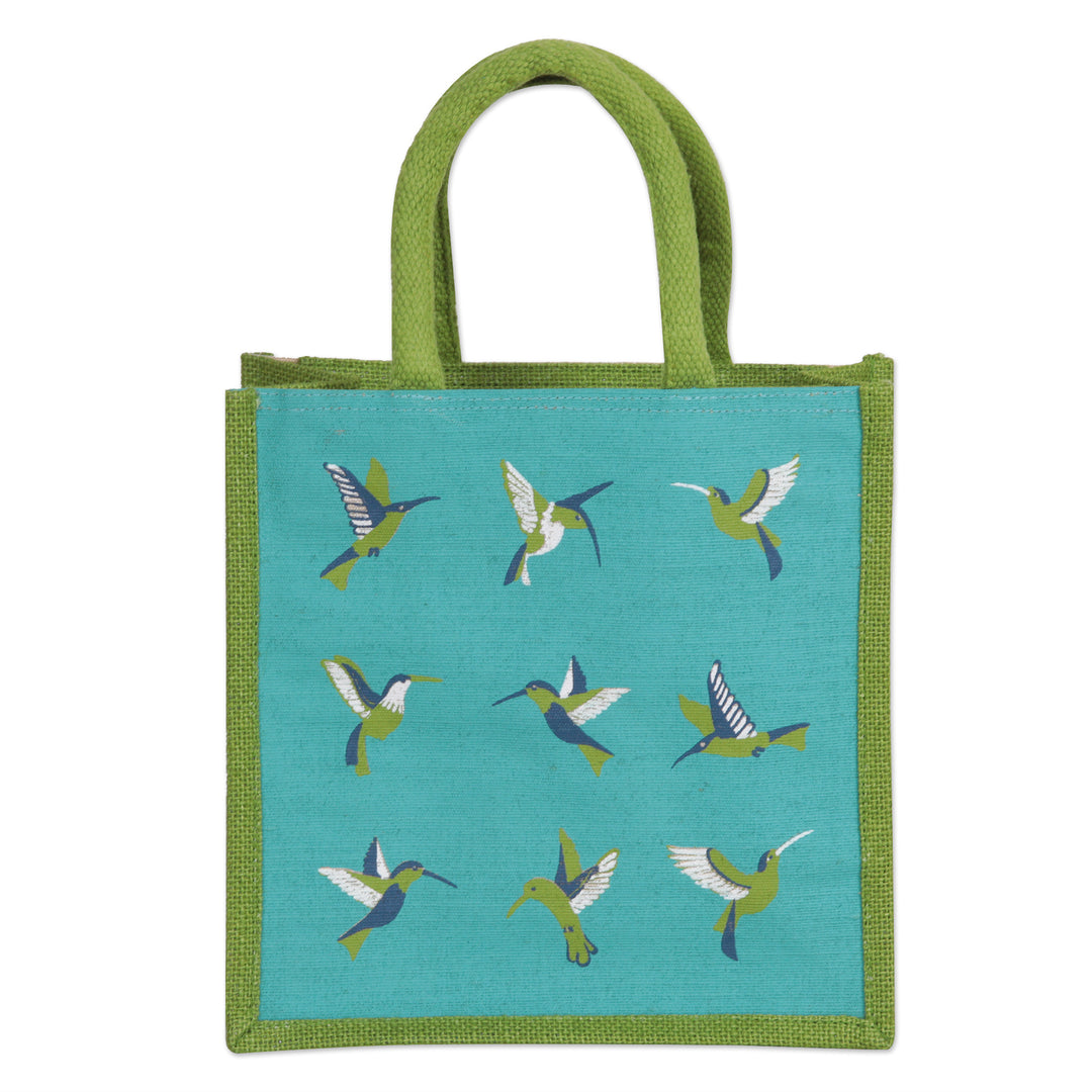 Jute and Cotton Blend Tote Bag Hand Crafted in India - A Tropical Paradise