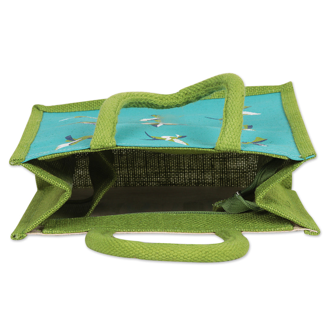 Jute and Cotton Blend Tote Bag Hand Crafted in India - A Tropical Paradise