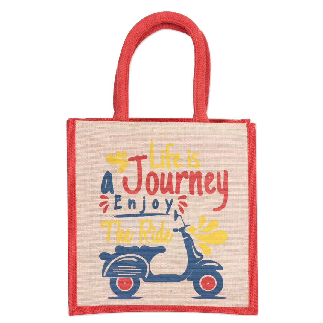 Jute and Cotton Blend Tote Bag Hand Crafted in India - Life Is a Journey