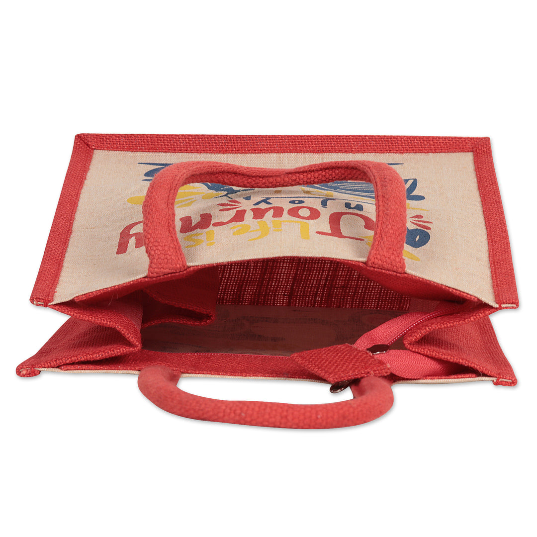 Jute and Cotton Blend Tote Bag Hand Crafted in India - Life Is a Journey