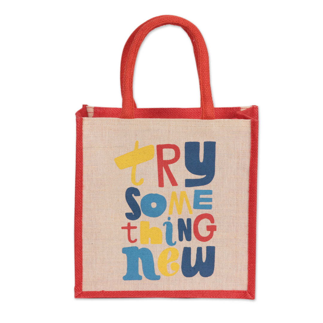 Jute and Cotton Blend Tote Bag Hand Crafted in India - Try Something New