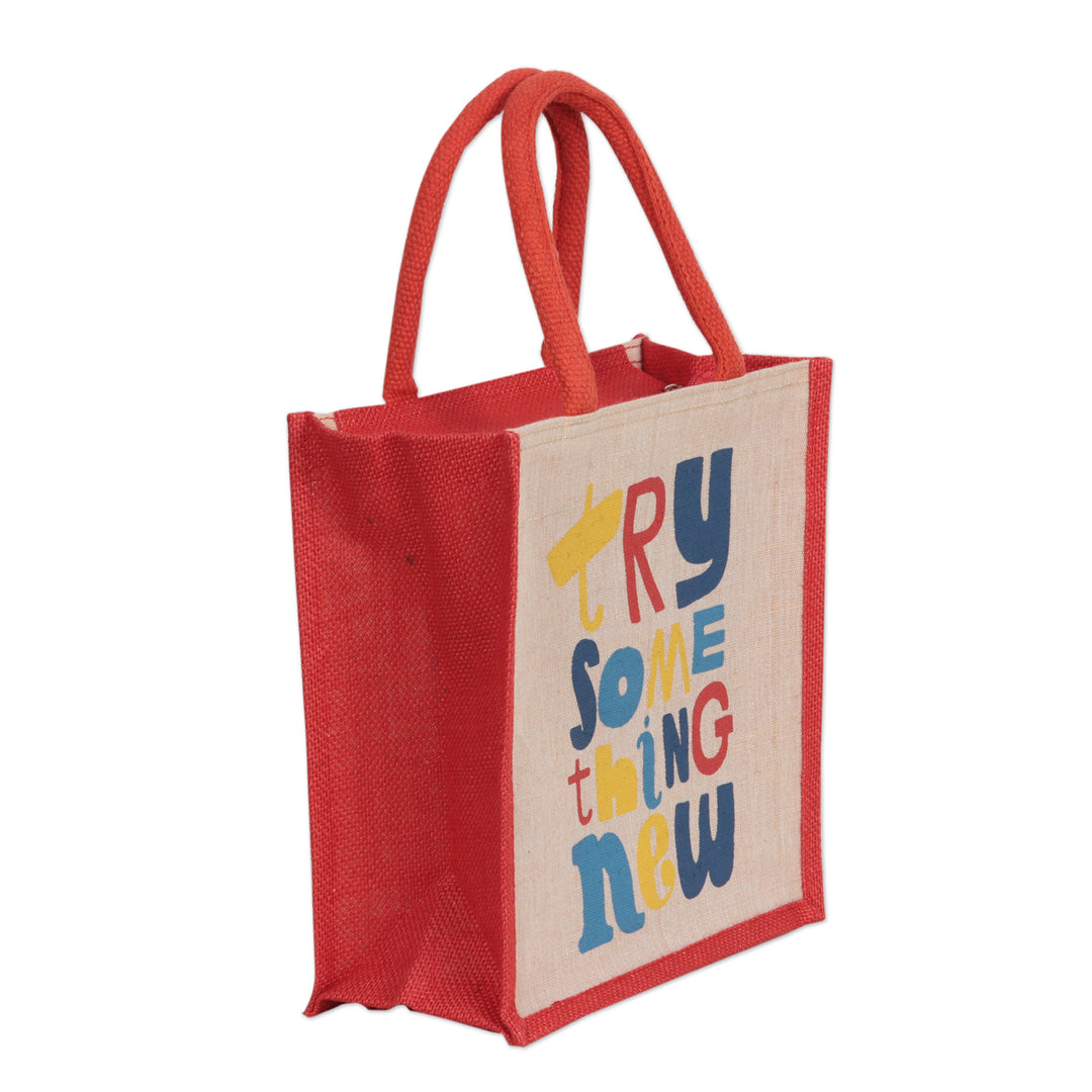Jute and Cotton Blend Tote Bag Hand Crafted in India - Try Something New