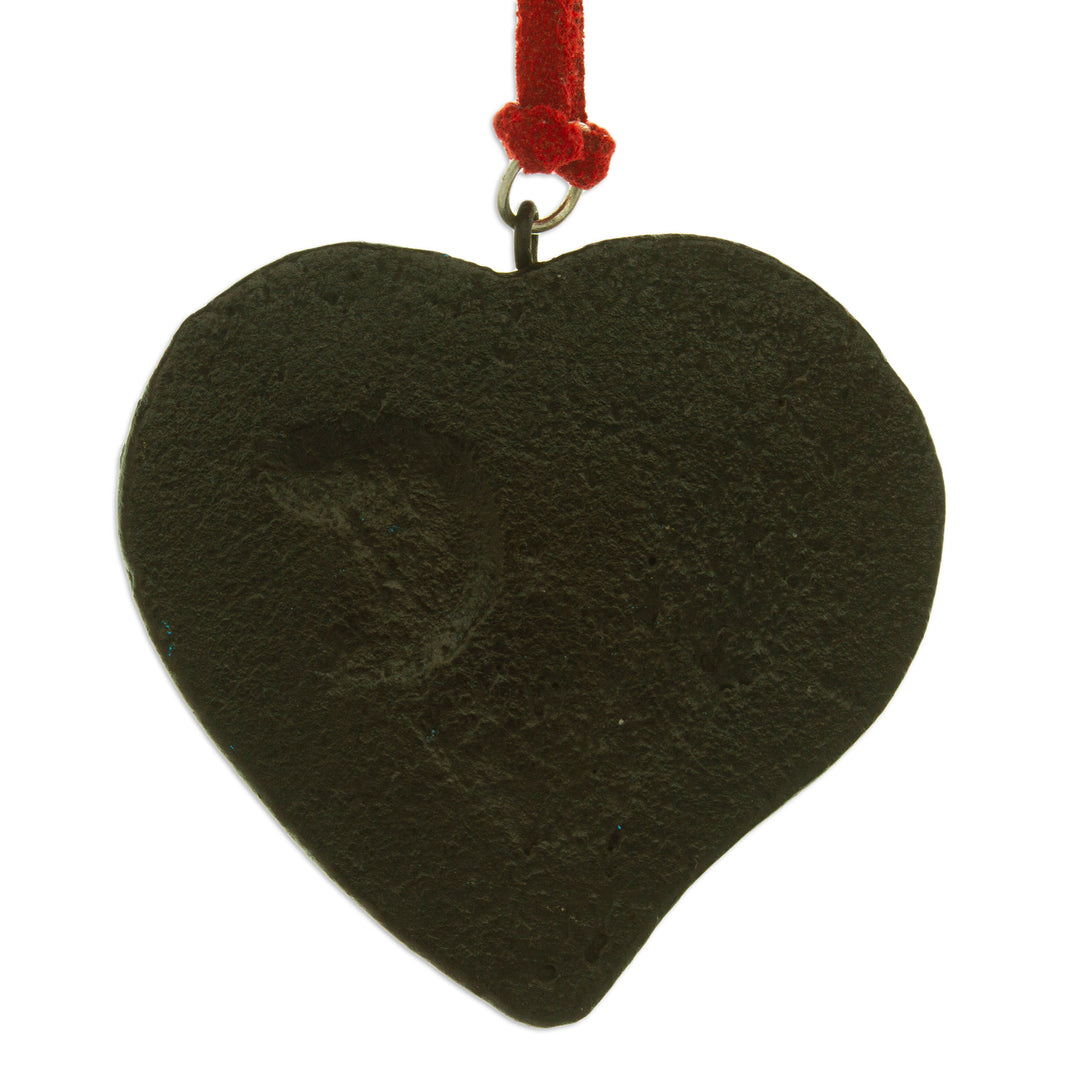 Heart-shaped Hand-painted Black Ceramic Pendant Necklace - Heart of Love