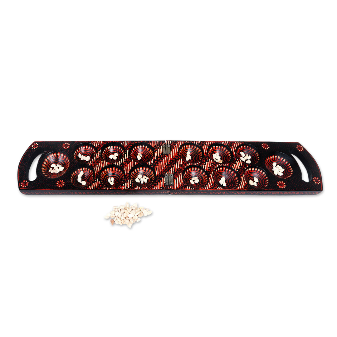 Hand-painted Wood Batik Mancala Game from Indonesia - A Passionate Leisure