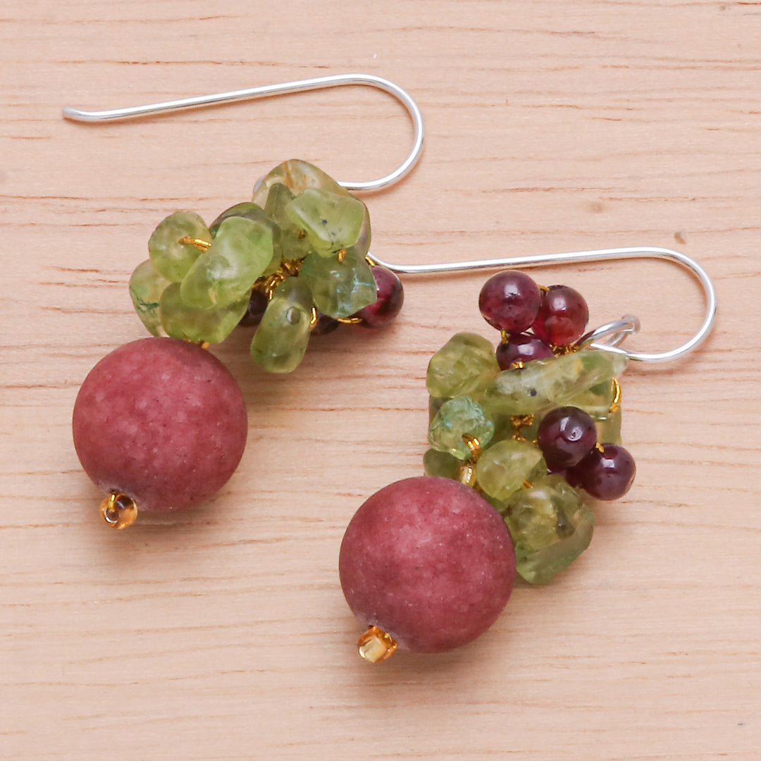 Colorful Multi-Gemstone Cluster Dangle Earrings - Berry Lover