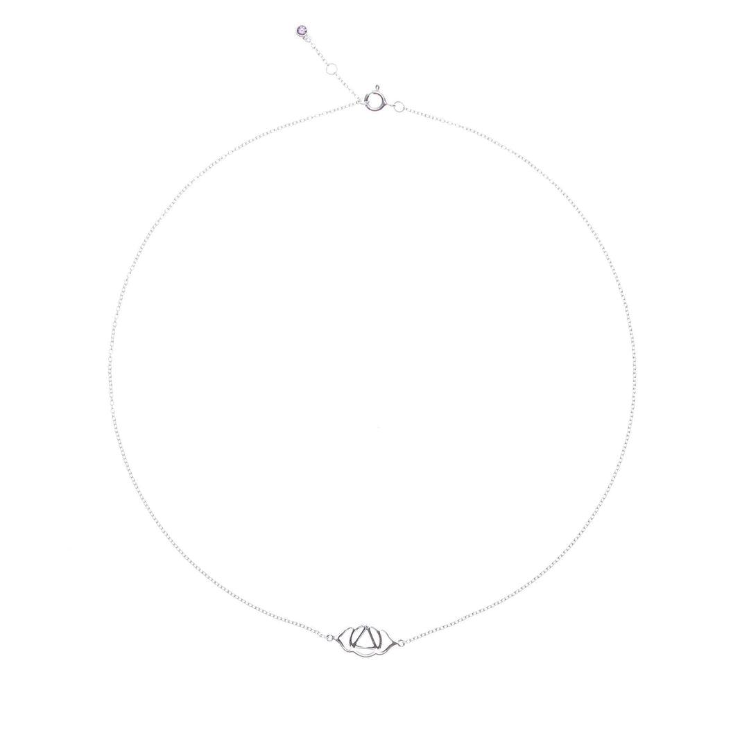 Sterling Silver Pendant Necklace with Purple Cubic Zirconia - Purple Third Eye