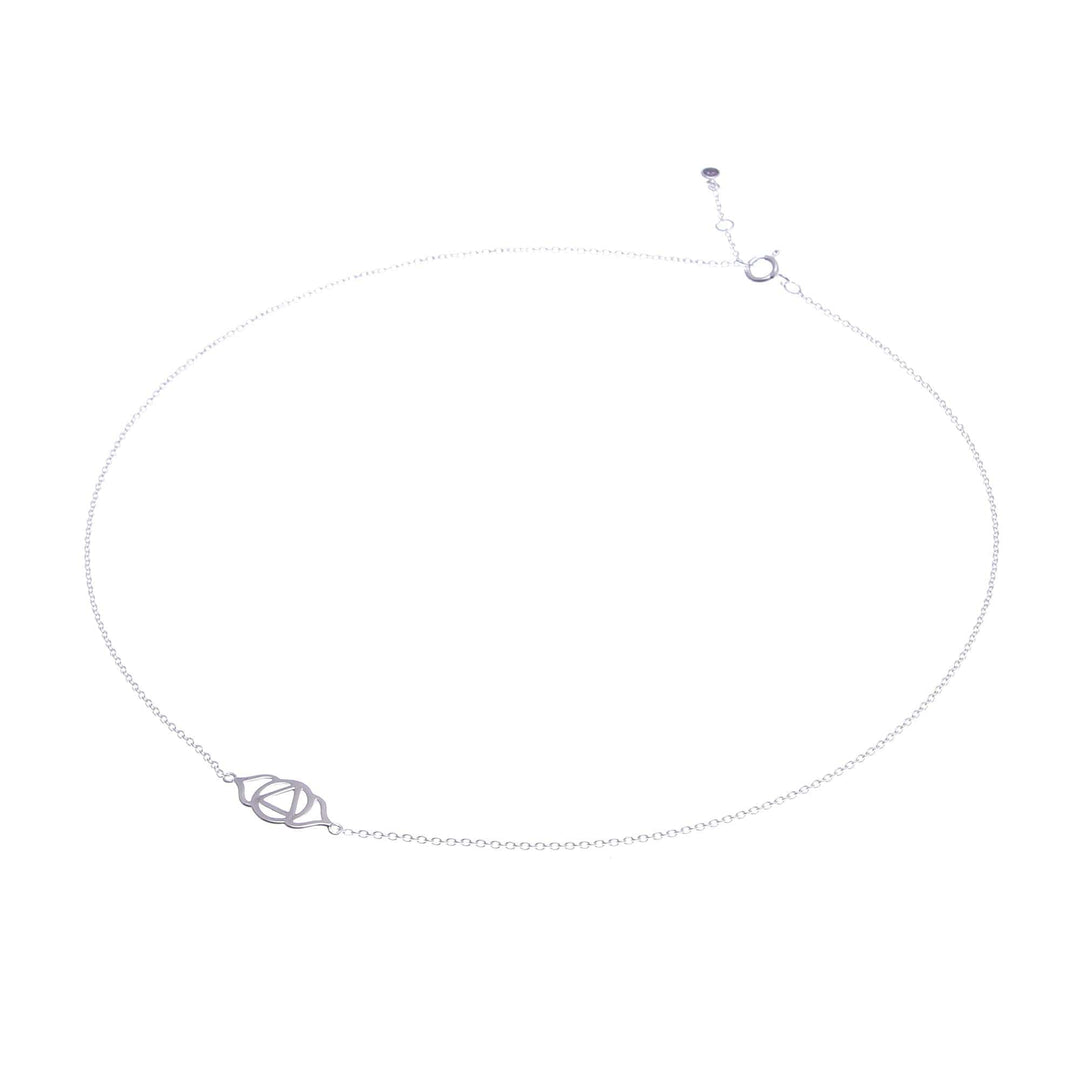 Sterling Silver Pendant Necklace with Purple Cubic Zirconia - Purple Third Eye