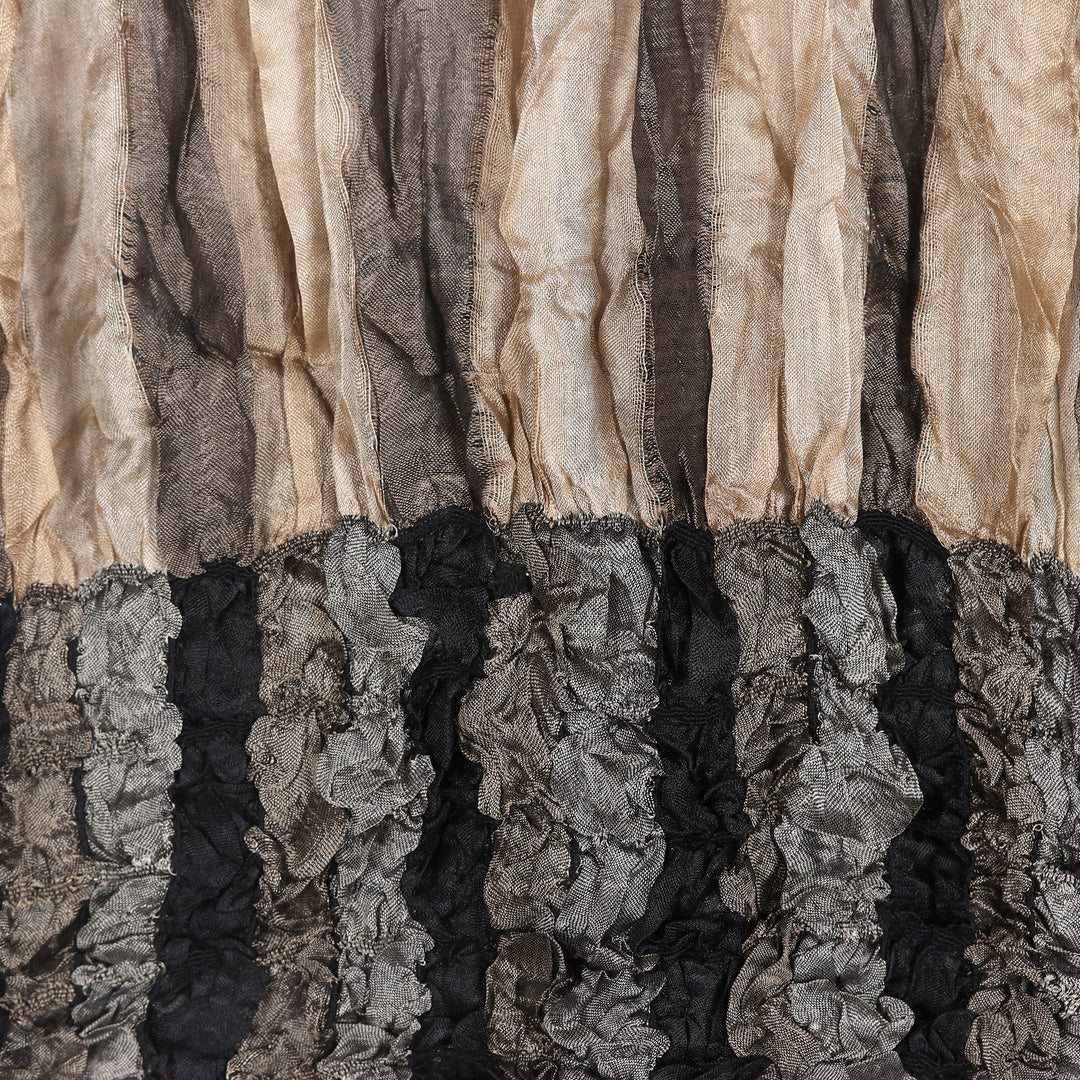 100% Silk Fashion Scarf with Ruffles Woven in India - Stylish Appeal