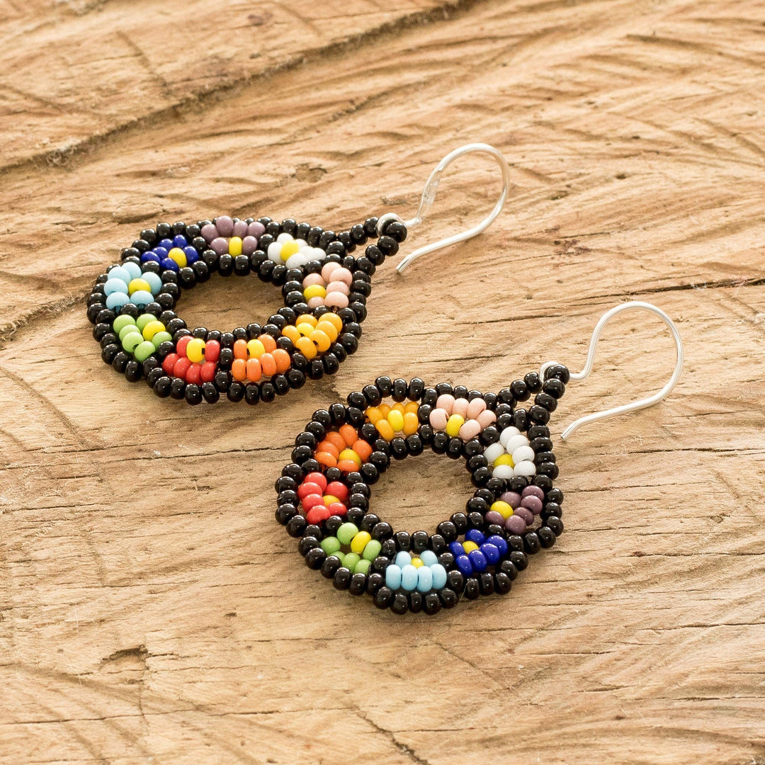 Floral Glass Beaded Dangle Earrings Handmade in Guatemala - Floral Dream