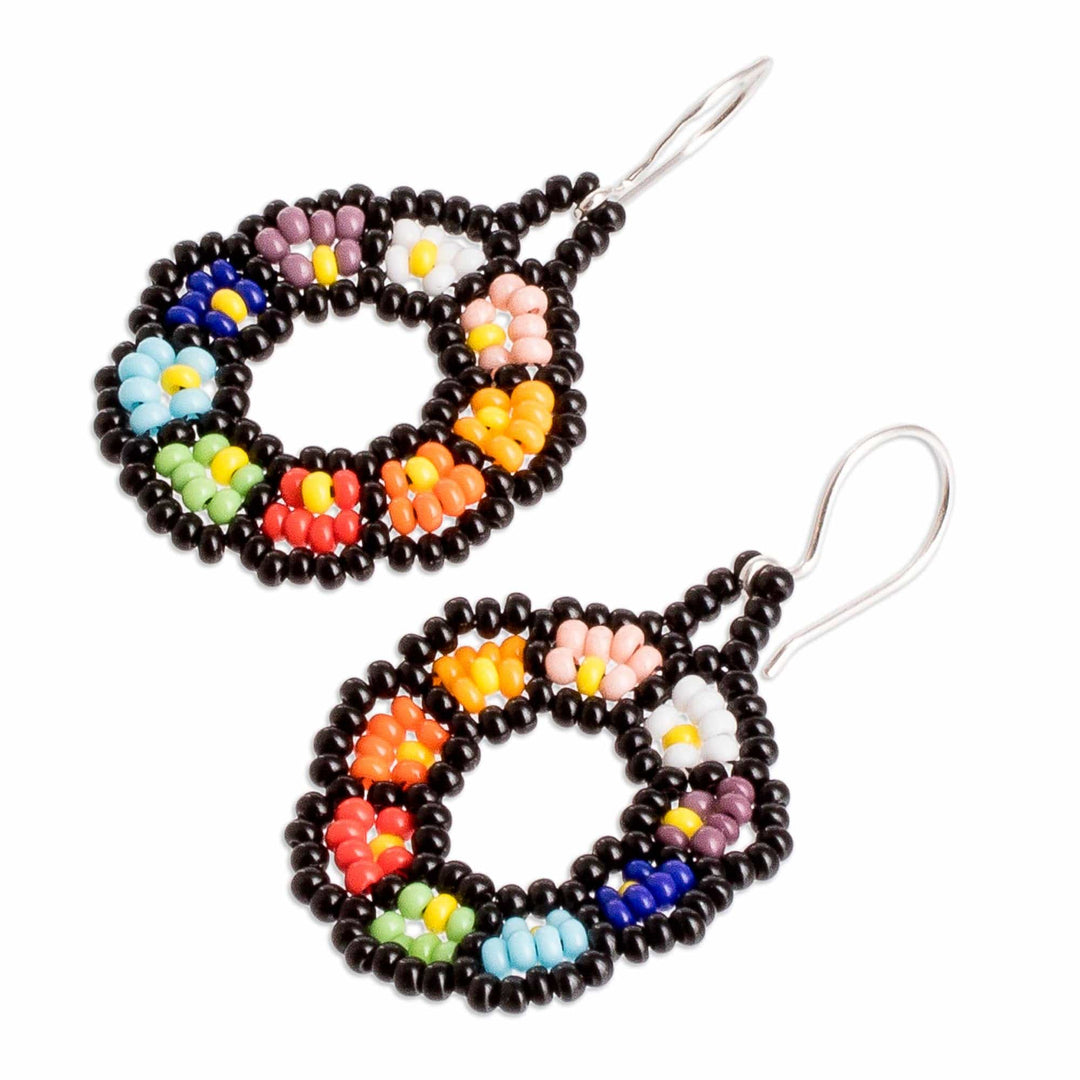 Floral Glass Beaded Dangle Earrings Handmade in Guatemala - Floral Dream