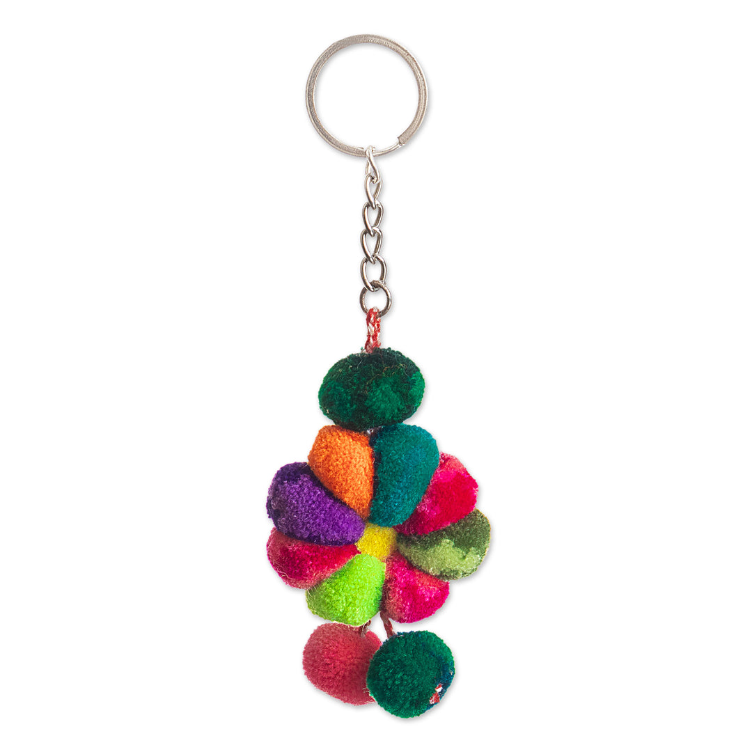 Handcrafted Multicolor Andean Flower Keychain from Peru - Andean Blossom