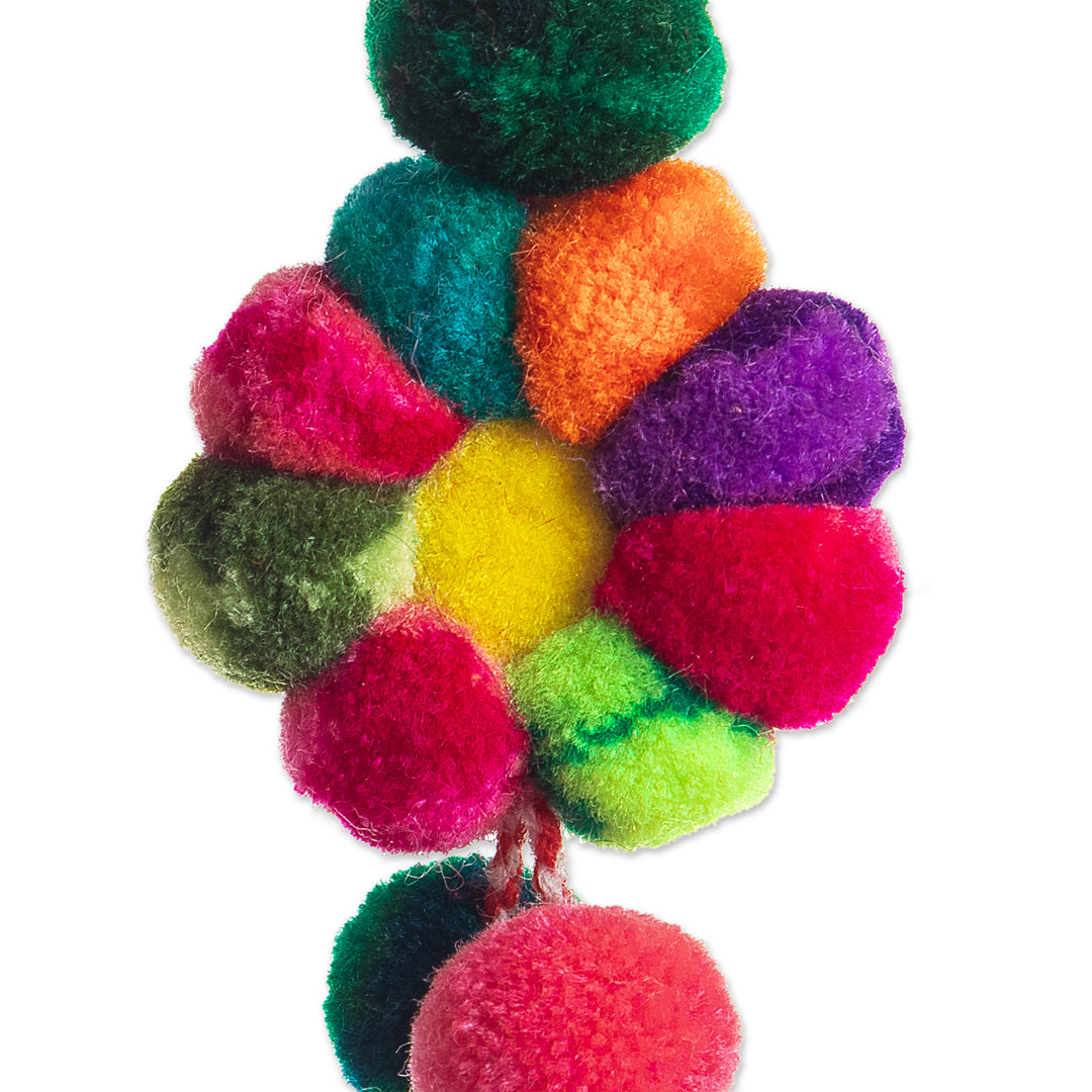 Handcrafted Multicolor Andean Flower Keychain from Peru - Andean Blossom