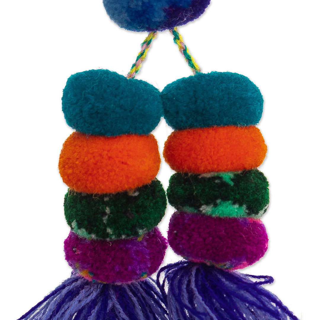 Multicolor Pompom Keychain from Peru - Colorful Tails