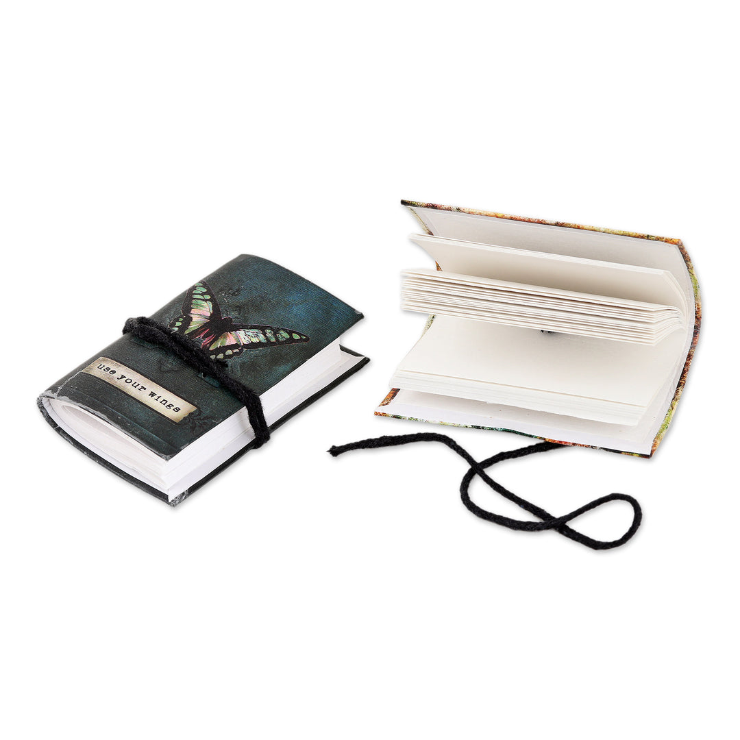 Handcrafted Mini Journal with Handmade Paper Pages (pair) - Motivation