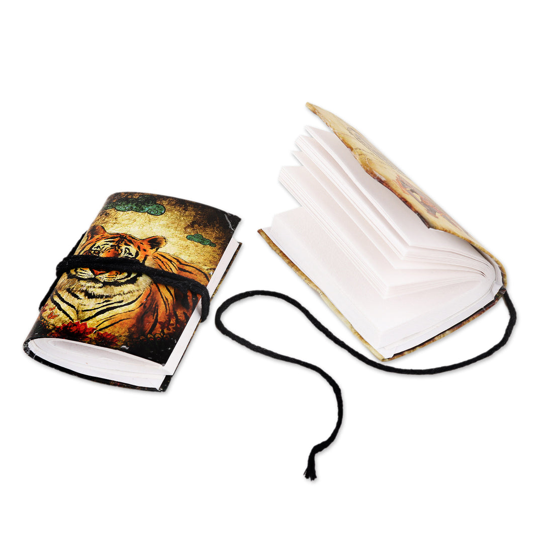 Paper Mini-Journals with Screen-Printed Designs (Set of 2) - Jungle Scene