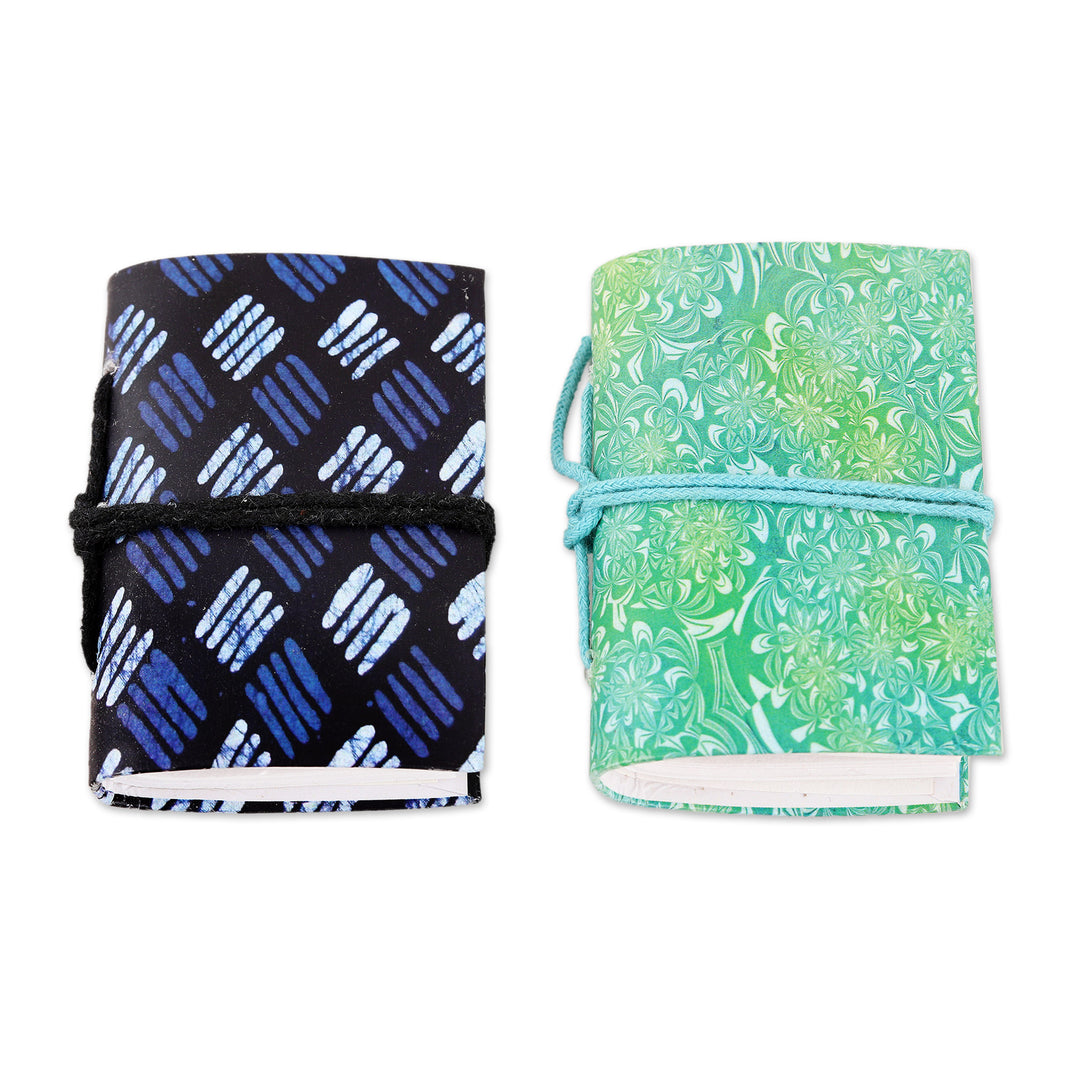 Paper Mini-Journals with Screen-Printed Patterns (Set of 2) - Modern Fusion