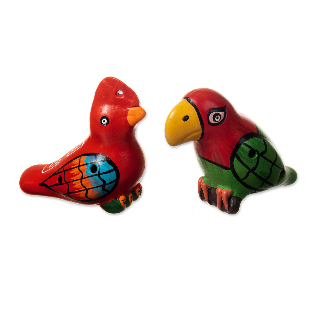 Handmade Animal Themed Ceramic Ocarinas from Peru (2 Pieces) - Songs with Friends