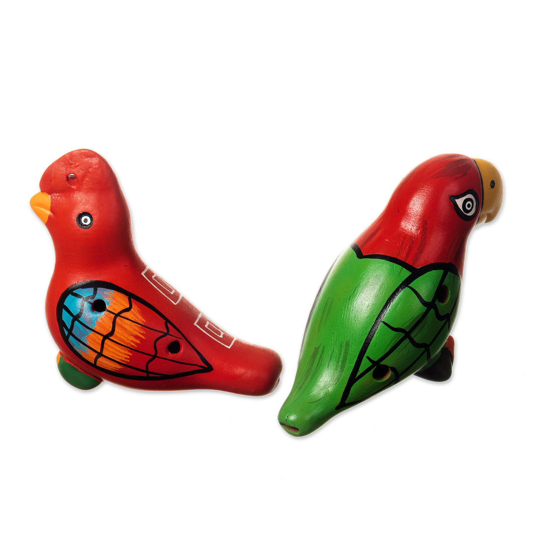 Handmade Animal Themed Ceramic Ocarinas from Peru (2 Pieces) - Songs with Friends