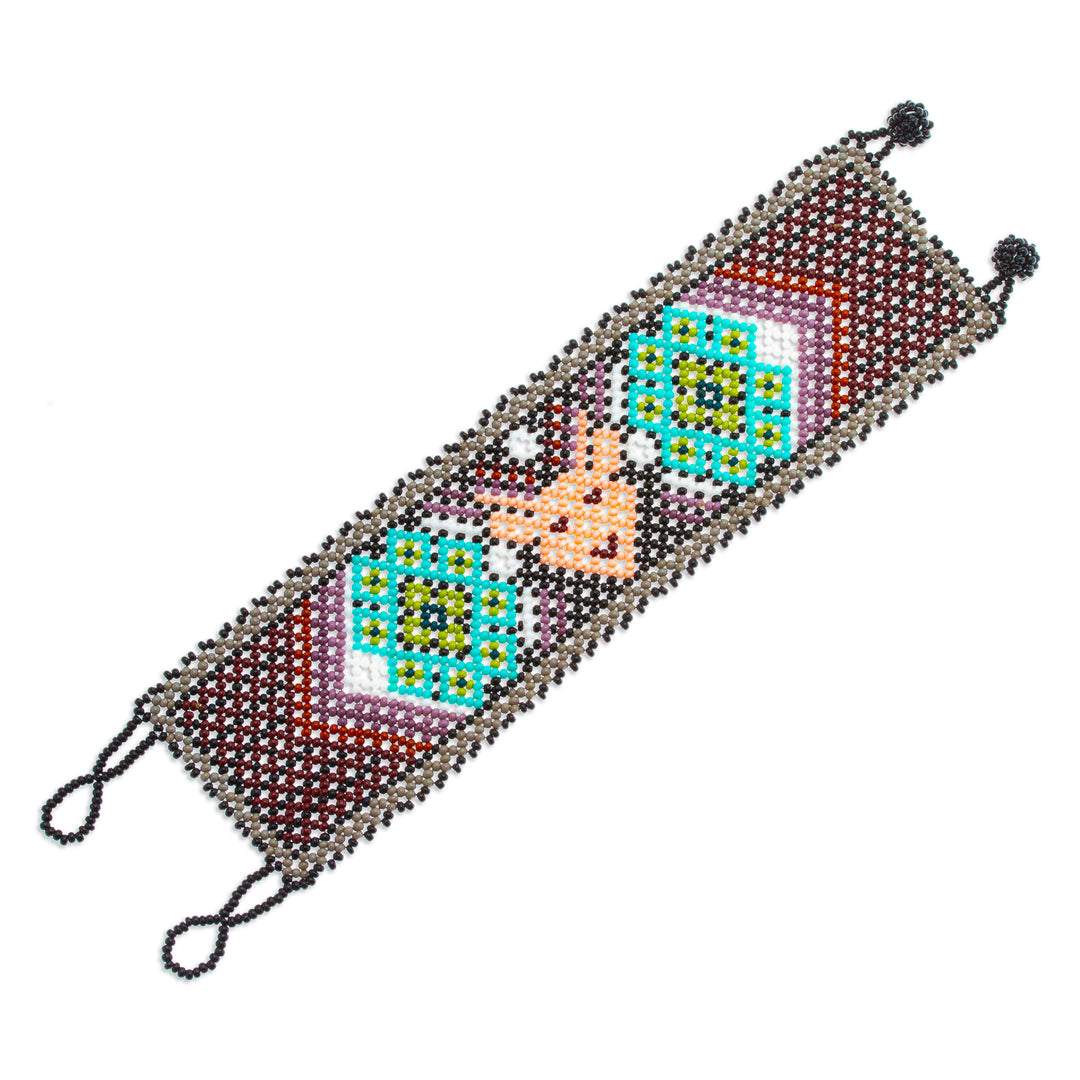 Multicolored Beaded Bracelet from Mexico - Deer Totem