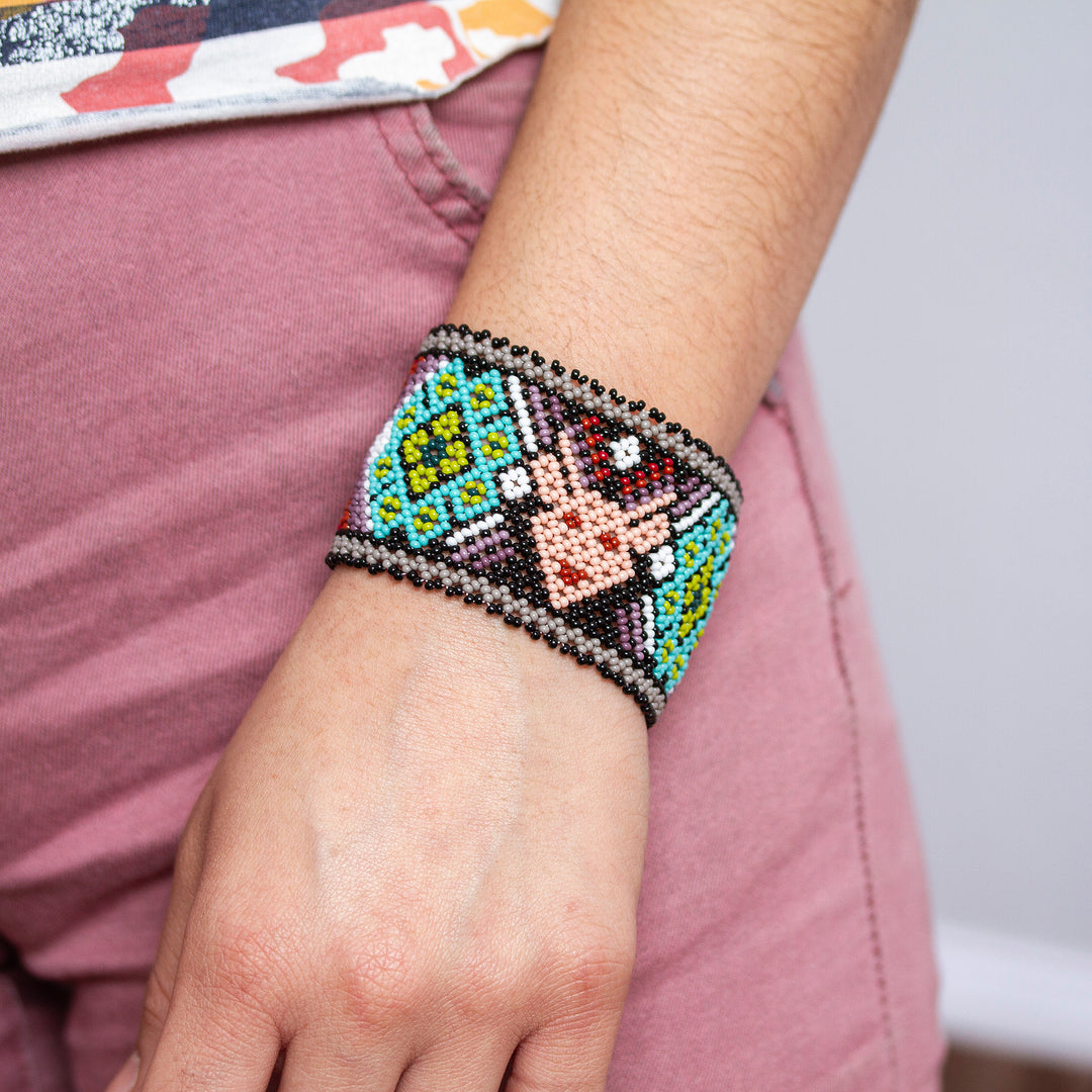 Multicolored Beaded Bracelet from Mexico - Deer Totem