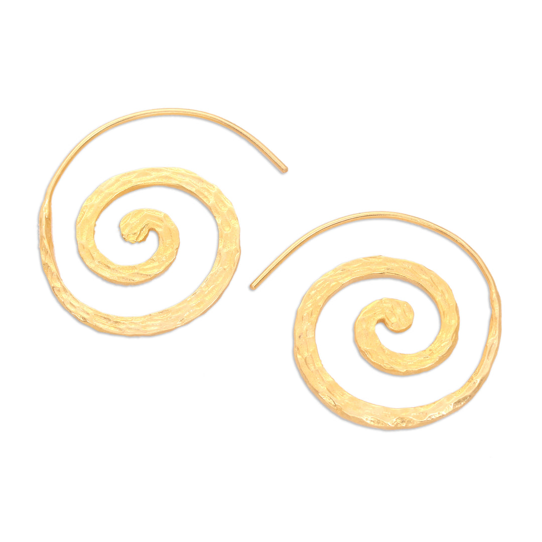 Balinese 18k Gold-plated Coil Drop Earrings - Spinning My Mind