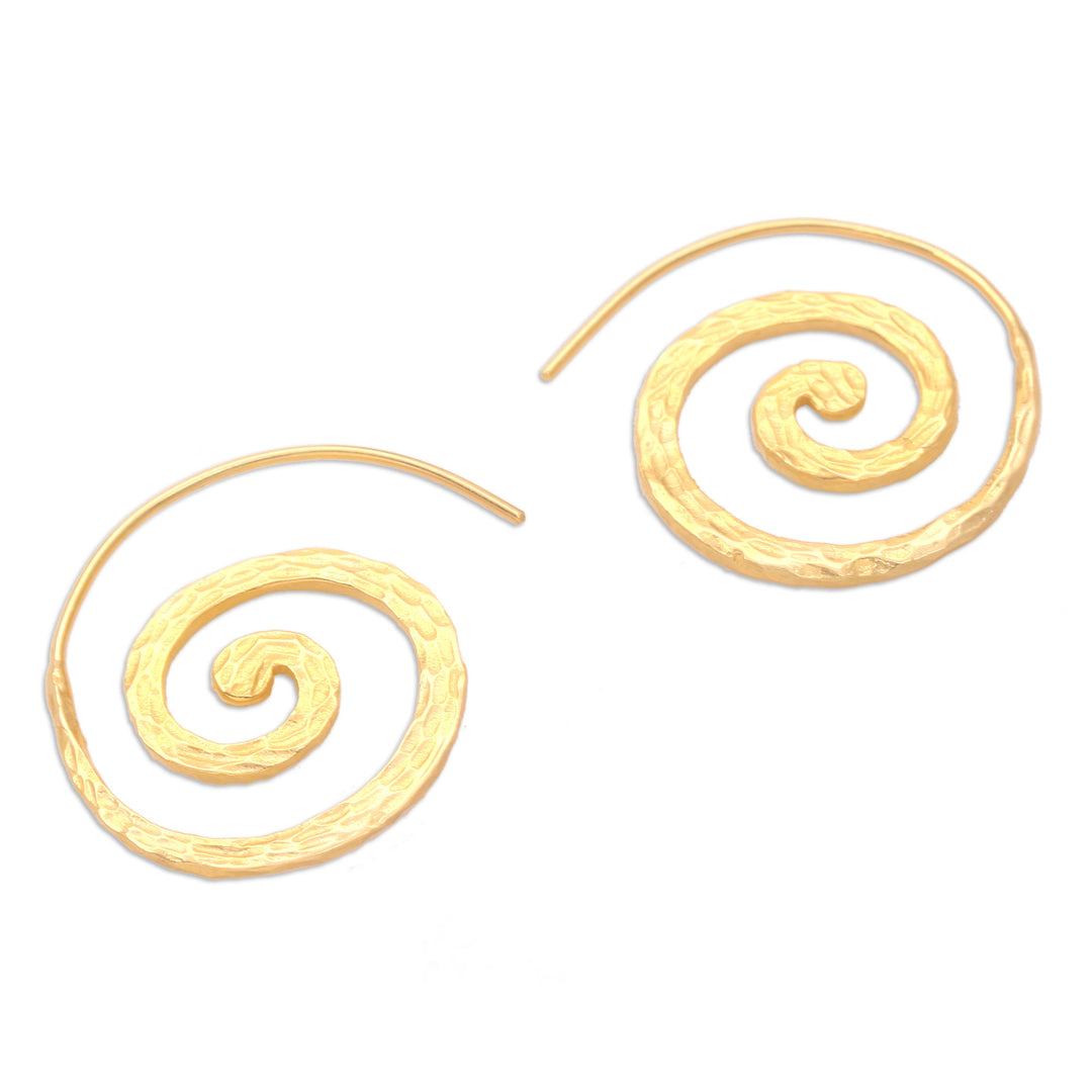 Balinese 18k Gold-plated Coil Drop Earrings - Spinning My Mind