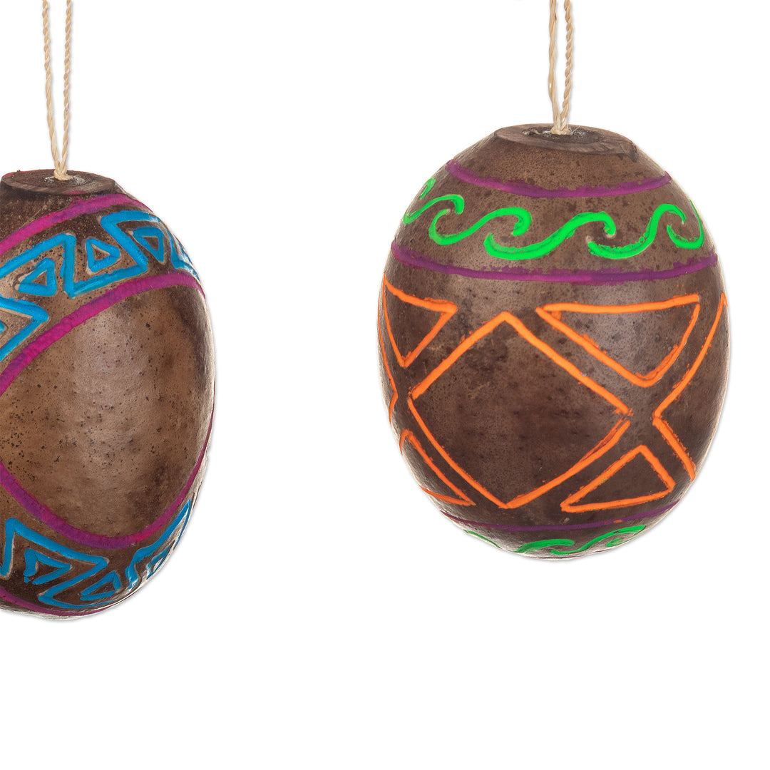 Handmade Dried Gourd Holiday Ornaments from Peru (Set of 6) - Party in the Jungle