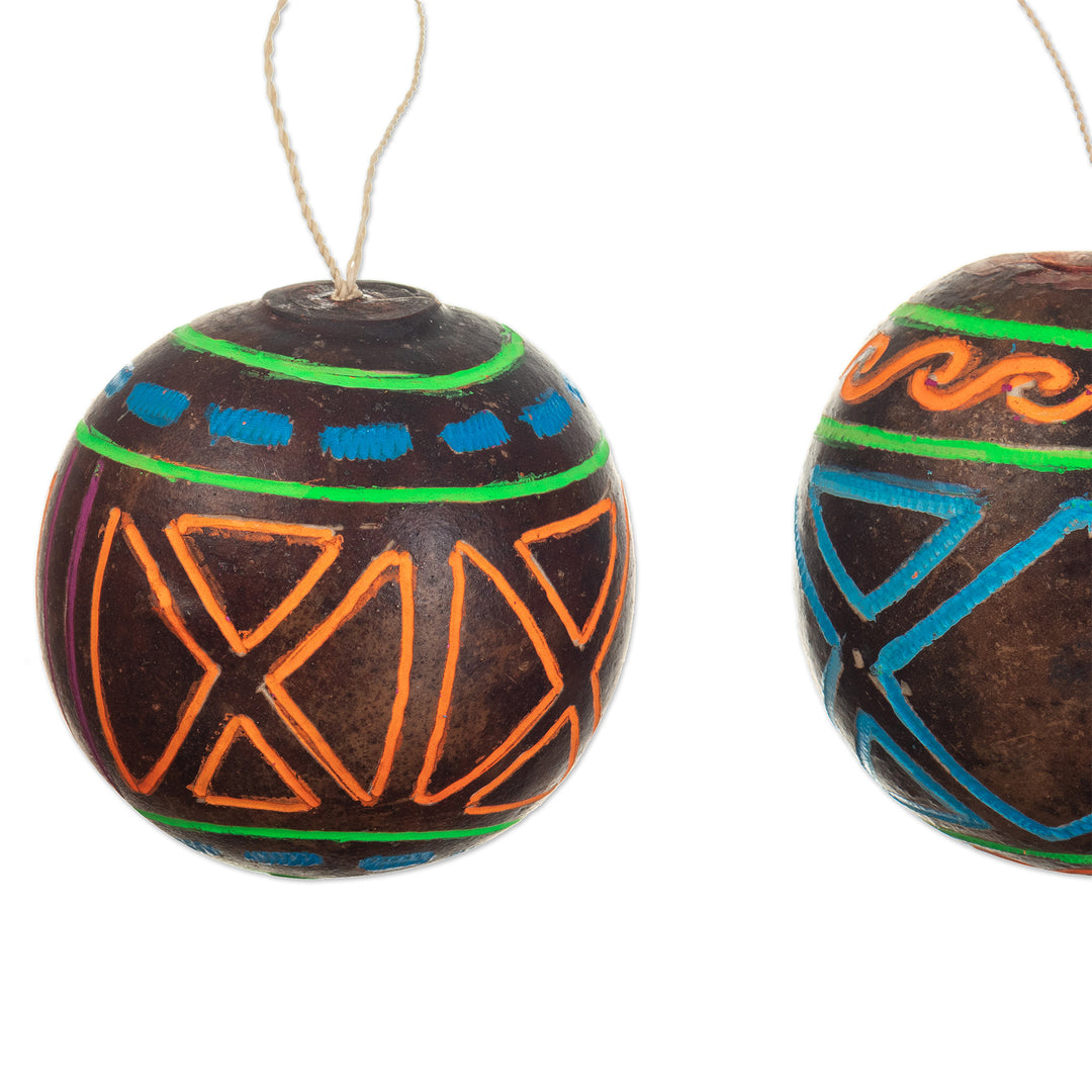 Set of 4 Dried Gourd Holiday Ornaments Handmade in Peru - Amazon Joy
