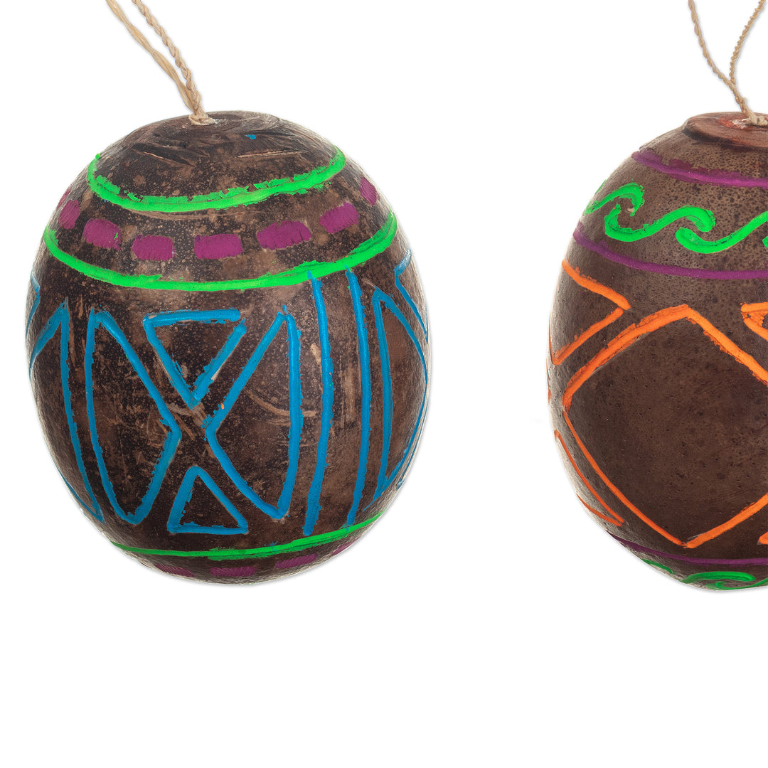 Set of 4 Dried Gourd Holiday Ornaments Handmade in Peru - Amazon Joy