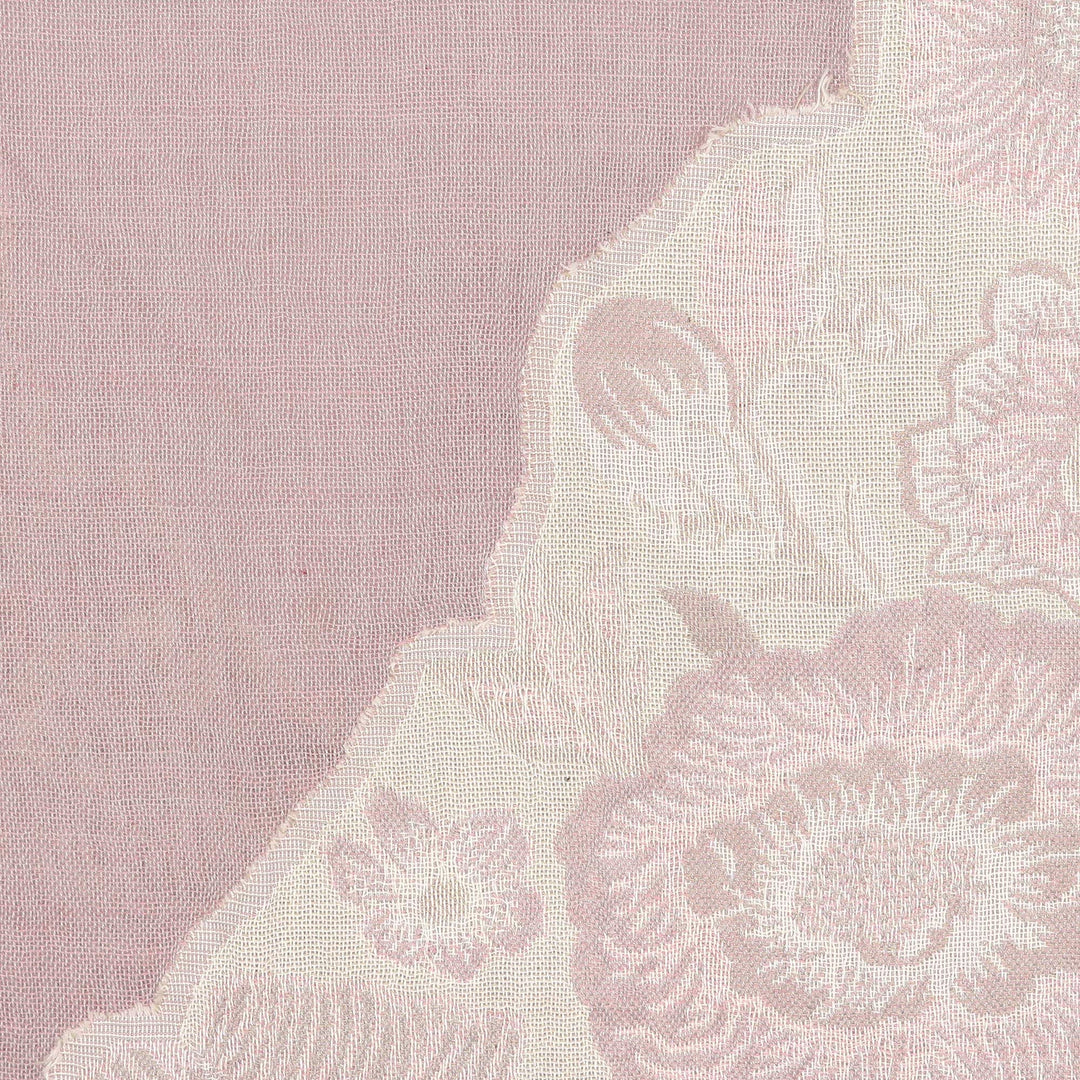 Cotton & Wool Shawl with Floral Pattern Woven in India - Bloom Charm