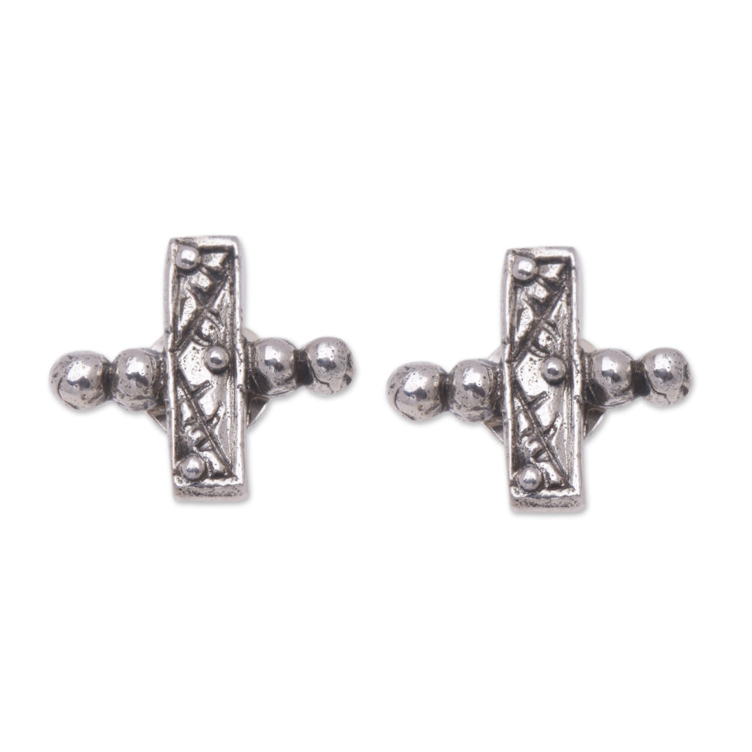 Sterling Silver Cross Stud Earrings from Bali - Blessing Cross