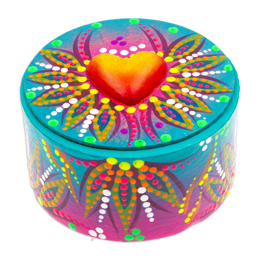 Papier Mache Heart Jewelry Box Made with Recycled Cardboard - Orange Heart