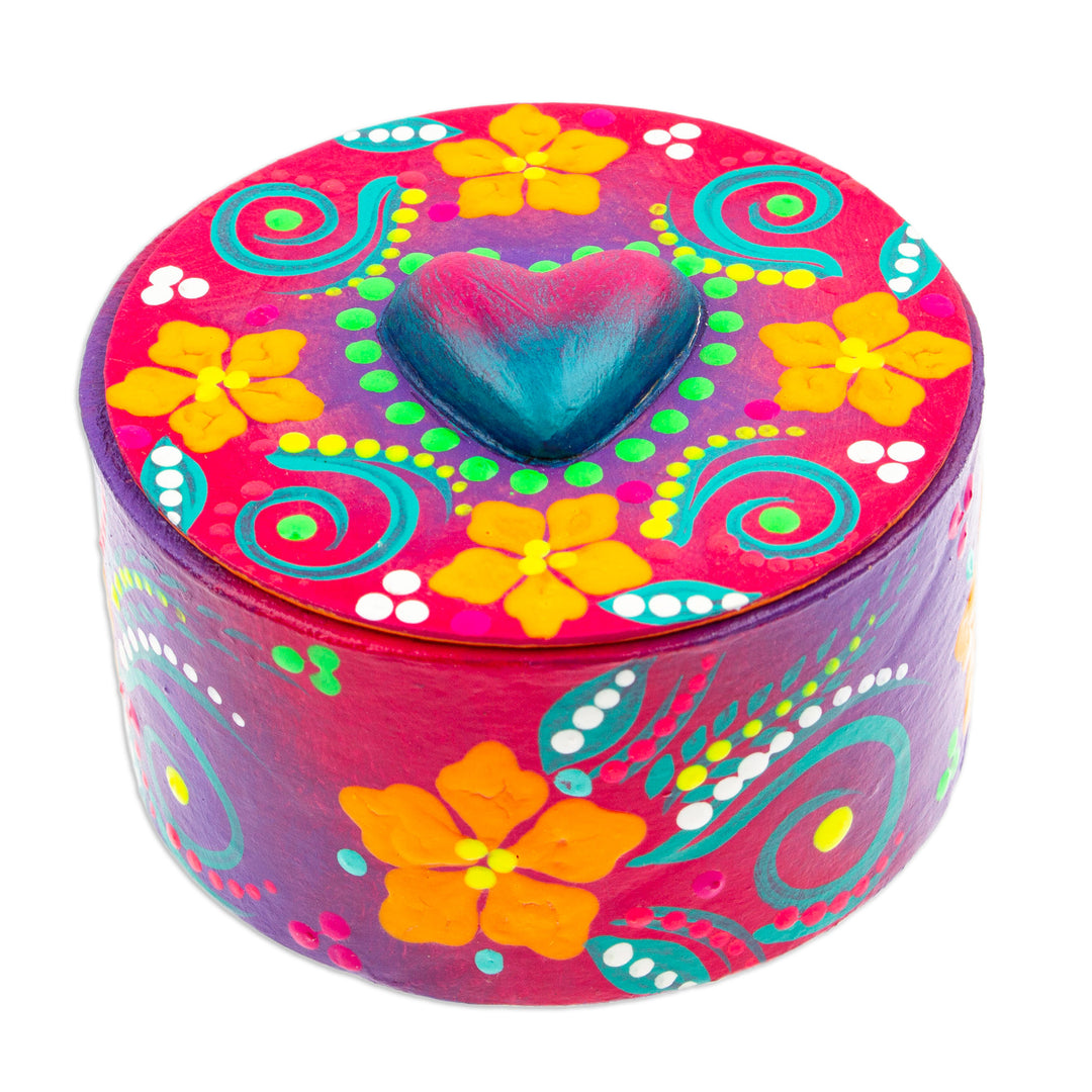 Papier Mache Heart Jewelry Box Made with Recycled Cardboard - Blue Heart