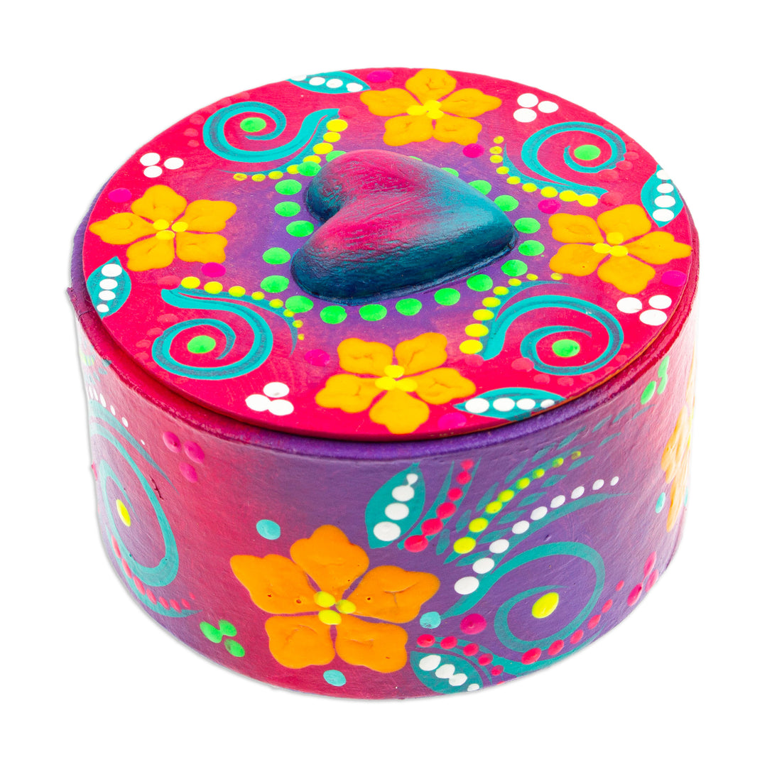 Papier Mache Heart Jewelry Box Made with Recycled Cardboard - Blue Heart
