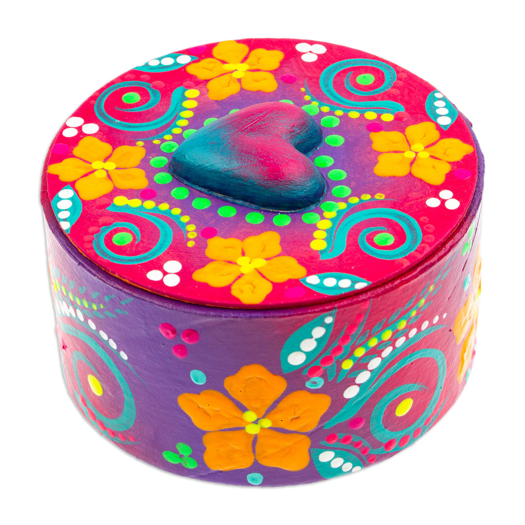 Papier Mache Heart Jewelry Box Made with Recycled Cardboard - Blue Heart